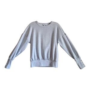 EVEREVE Women XS Sweatshirt Light Gray Long Sleeve Wide Cuff with Snaps 36"